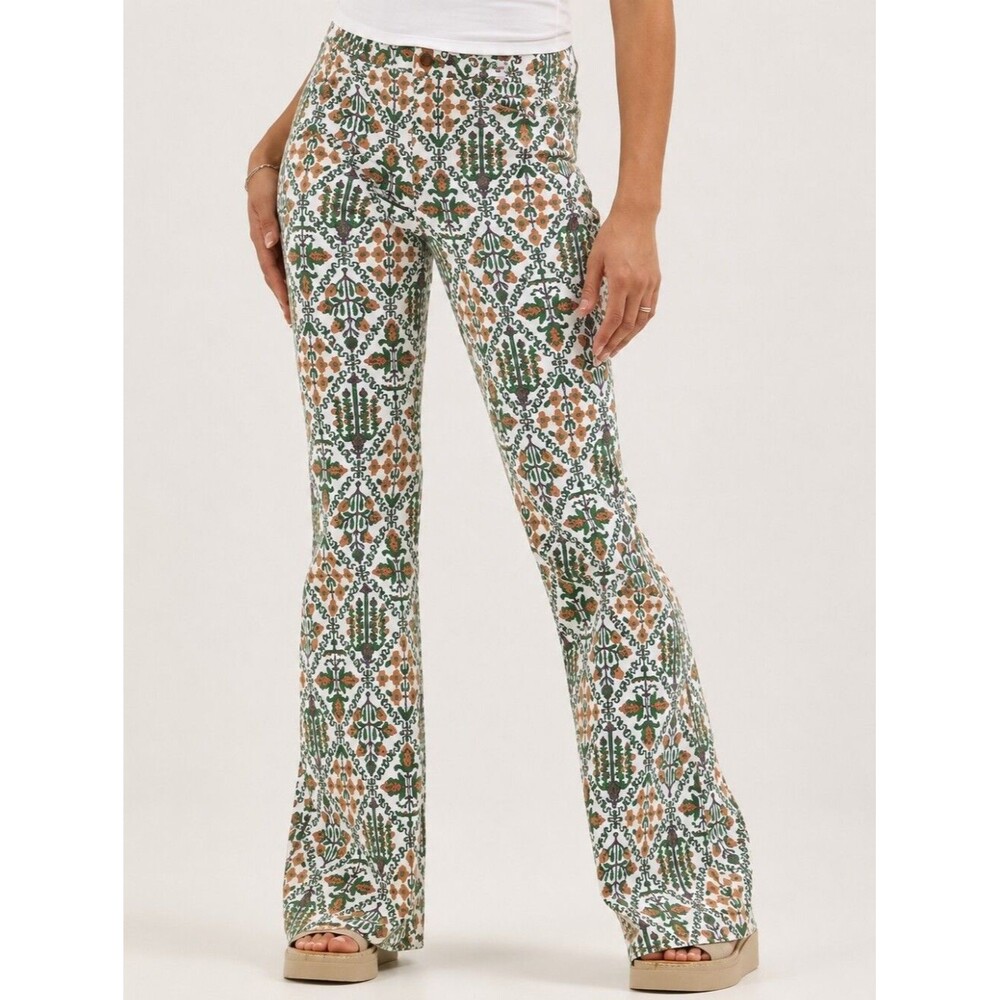NWT Wrangler Vintage High-Rise Fierce Flare Floral Print Jeans Boho 4 27x32